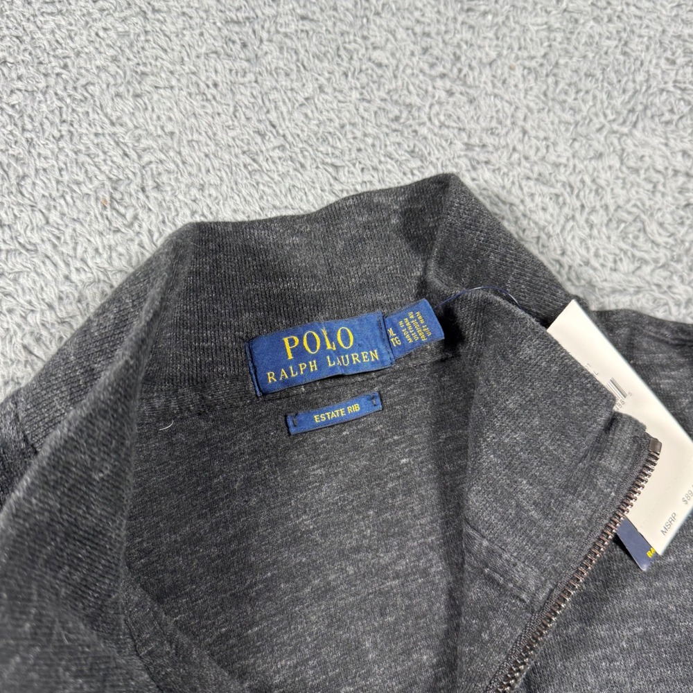NWT Polo Ralph Lauren Estate Rib 1/4 Zip Mens XL Black Heathered Red Pony Pullov - Picture 5 of 7